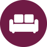 a purple and white couch with a purple background