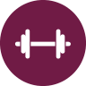a white dumbbell on a purple background