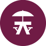 a sign with an umbrella on top of it