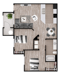 Cactus Ridge floor plan at The Place at Canyon Ridge with 2 bedrooms and 1 bathroom.