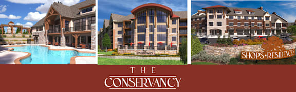 The Conservancy showcases a variety of modern residential buildings.