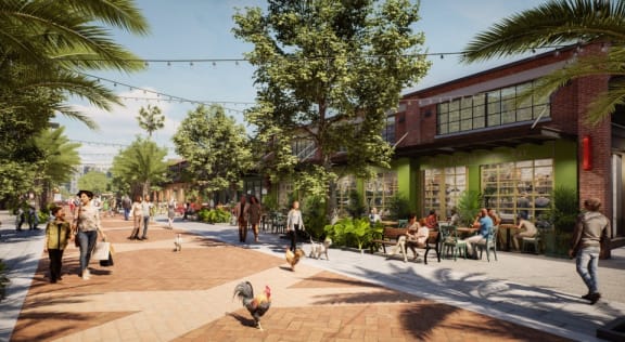 a rendering of a city street with people and buildings  at La Unión, Tampa, FL, 33605