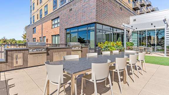 Patio with Long Table at 71 France, Edina, 55435
