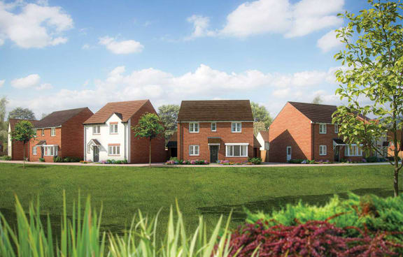 a development of town houses on a green field