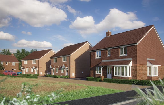 a rendering of a row of houses in a housing estate