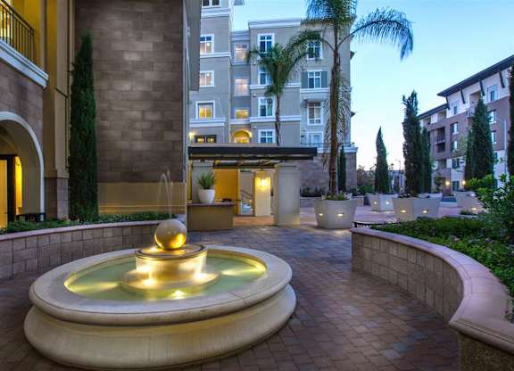 The Verdant Apartments outdoor fountain in San Jose CA