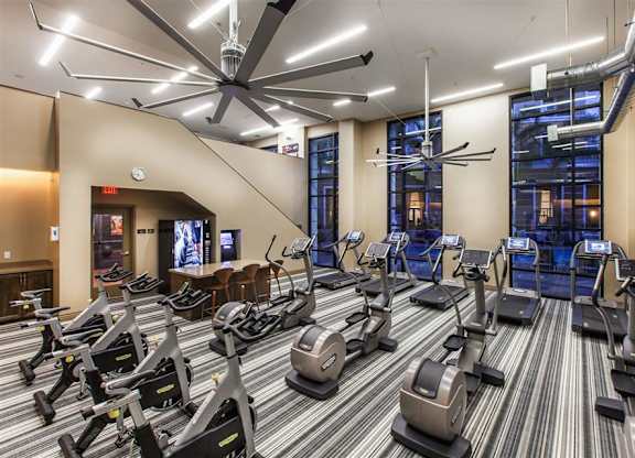 The Verdant Apartments fitness center with cardio equipment in San Jose CA