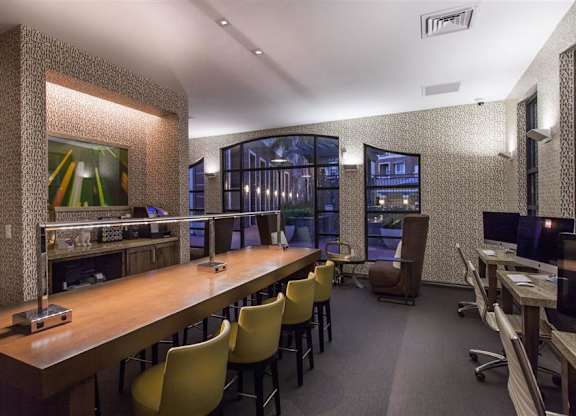 The Verdant Apartments Business lounge with tech bar in San Jose CA