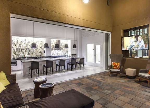 The Verdant Apartments Outdoor media lounge in San Jose CA