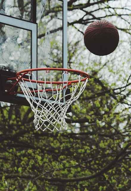 a basketball hoop with a ball on it