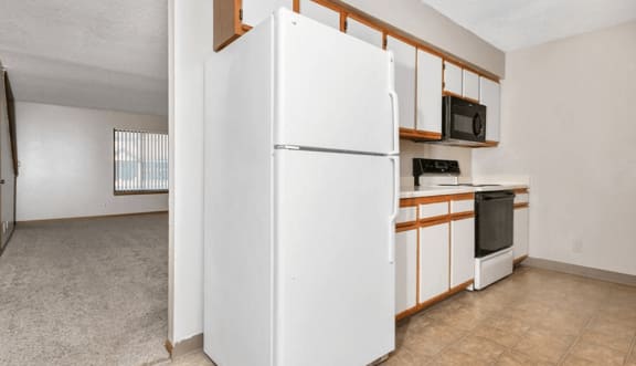 spacious apartment kicthen with oven, microwave, refrigerator in derby, KS