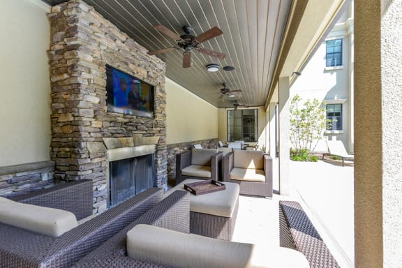 Residences of Chastain poolside lounge.