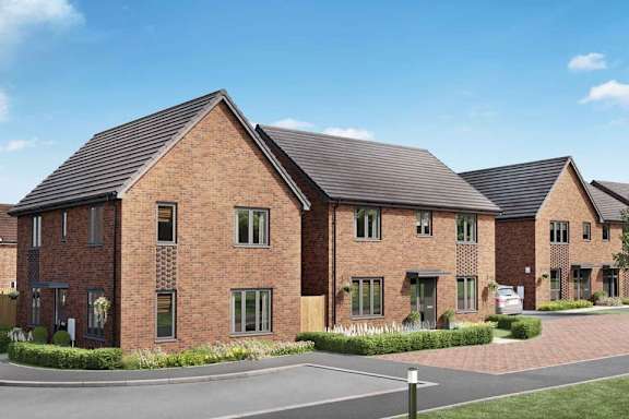 a computer generated image of a row of red brick houses