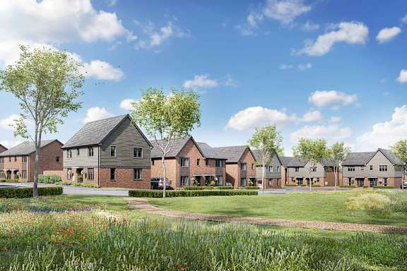 an artist impression of a row of houses in a suburb