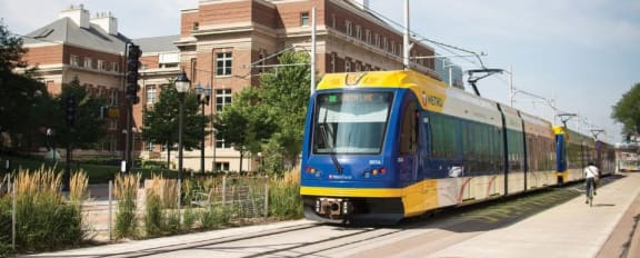 University light rail near Liffey on Snelling apartments in St. Paul MN