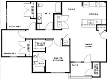  Floor Plan 3 Bed, 2 Bath
