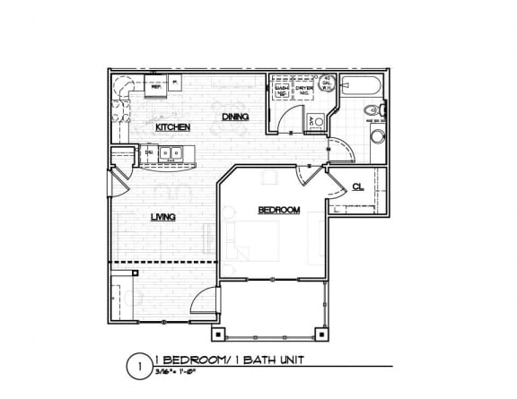Floor Plan  1 Bedroom/1 Bath