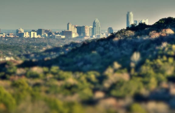 a view of the los angeles skyline from the hollywood hills  at Nalle Woods of Westlake, Austin, Texas