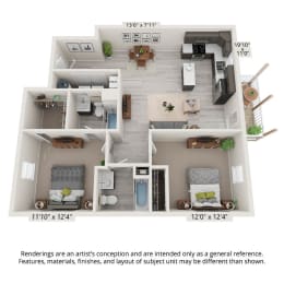  Floor Plan 2 Bedroom First Level