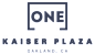 A logo with the text "ONE KAISER PLAZA OAKLAND, CA" in black on a white background.