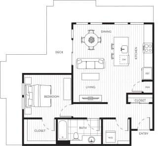 Lux Apartments Floor Plan One Bedroom One Bathroom G
