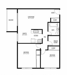 2 Bed 1 Bath The Cascade Floor Plan Eagan Place Apartments in Eagan, MN_The Cascade