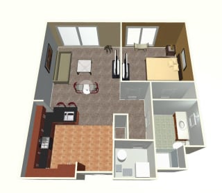 1 bed apartment-1 Bed D floor plan at Midtown Crossing Apartments in midtown Omaha NE 68131