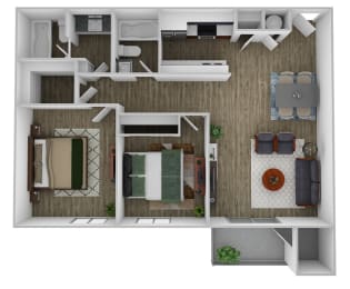 2 bedroom 2 bath floor plan at Summers Point Apartments, Arizona, 85301