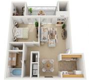 Conroe Floor Plan | 741 Sq. Ft. at The Amethyst, Austin, TX, 78727