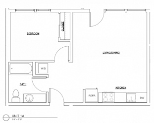 Floor Plan 1 Bed 1 Bath 595