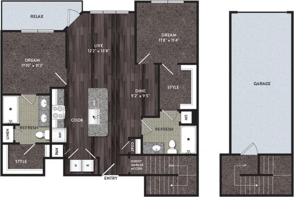 B1B Floor Plan at North Creek Apartments, Hutto, 78634