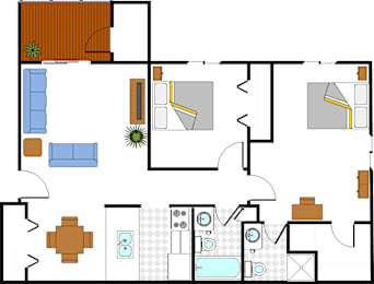  Floor Plan 2 Bedroom 2 bath