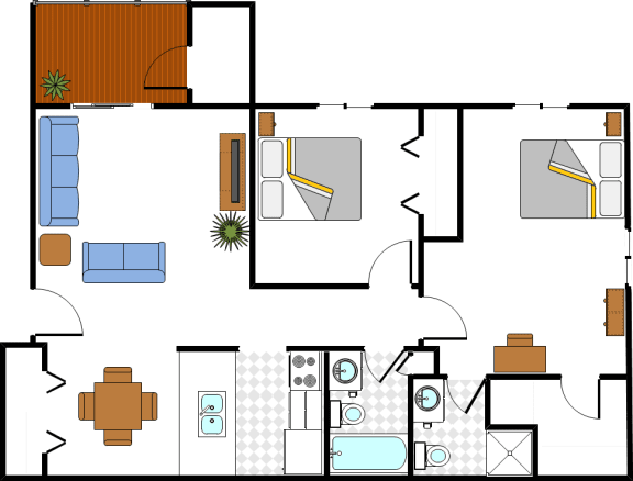 Floor Plan 2 Bedroom 2 bath