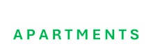 The image displays the words "HOOD APARTMENTS" in green text on a dark background.