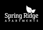 Spring Ridge Apartments logo with green leaves.