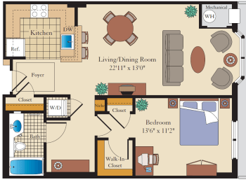  Floor Plan 1 Bed/1 Bath