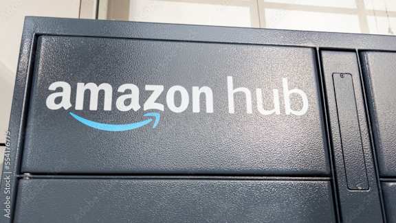 the amazon hub logo on the side of a laptop computer