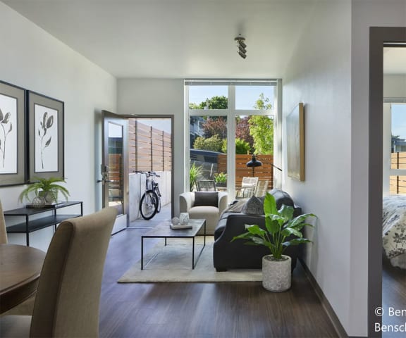 a view of the living room from the dining room