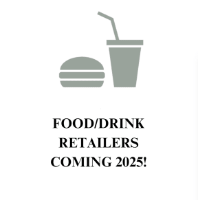 a logo that reads food drink retailers and more with a picture of a hamburger
