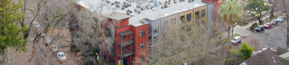 Exterior building aerial view  at FREMONT MEWS, Sacramento