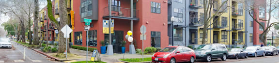 Grey Walls, Showcasing Balconies, Lawns, Trees, and Street View  at FREMONT MEWS, California, 95814