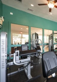 a gym with cardio machines and a ceiling fanat Lakeside Gardens, Daytona, 32114