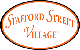 An oval logo with the words Stafford Street Village written in orange.