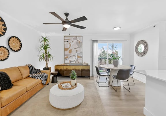The Jax Apartments in Nashville, TN Model Living Room and Dining Area
