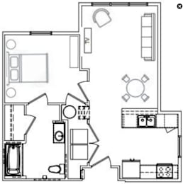  Floor Plan 1 Bedroom