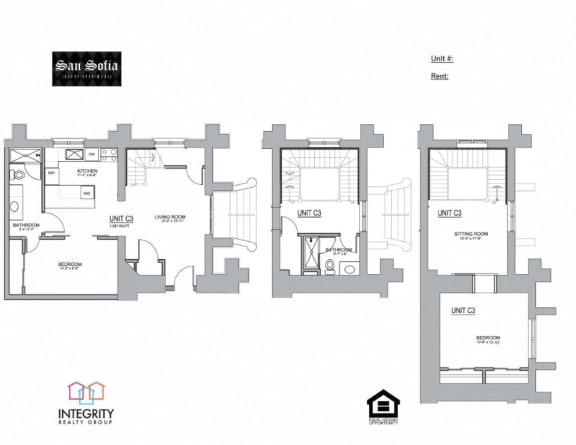 C3 1083 Sq. Ft Floor Plan at San Sofia Luxury Apartments , Integrity Realty LLC, Cleveland, Ohio
