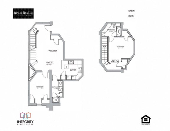 C7 973 Sq. Ft Floor Plan at San Sofia Luxury Apartments , Cleveland, Integrity Realty LLC, OH, 44113