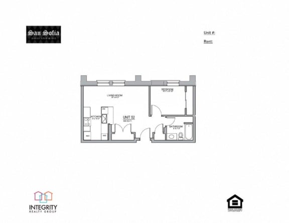 S2 546 Sq. Ft Floor Plan at San Sofia Luxury Apartments , Integrity Realty LLC, Cleveland