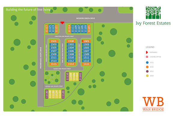 A map of a property with a grid of numbered plots.