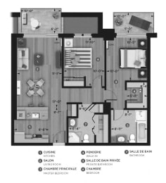Floor Plan  2 bedroom 2 bathroom apartment floor plan at La Voile Pointe-Claire in Pointe Claire, QC